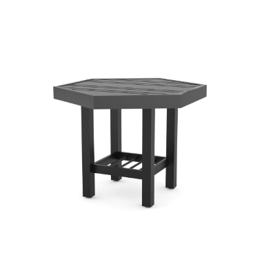 Woodard Tri-Slat 22" Hexagonal Side Table with Elite Base - 4V3900-02623