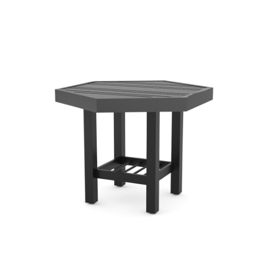 Woodard Tri-Slat 22" Hexagonal Side Table with Elite Base - 4V3900-02623