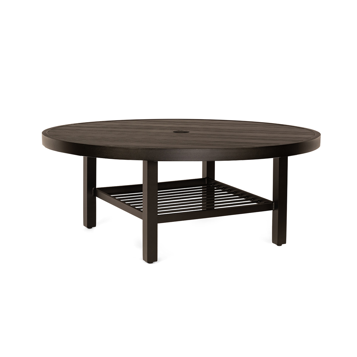 Woodard Tri-Slat 48" Round Umbrella Coffee Table with Elite Base - 4V4300-02648