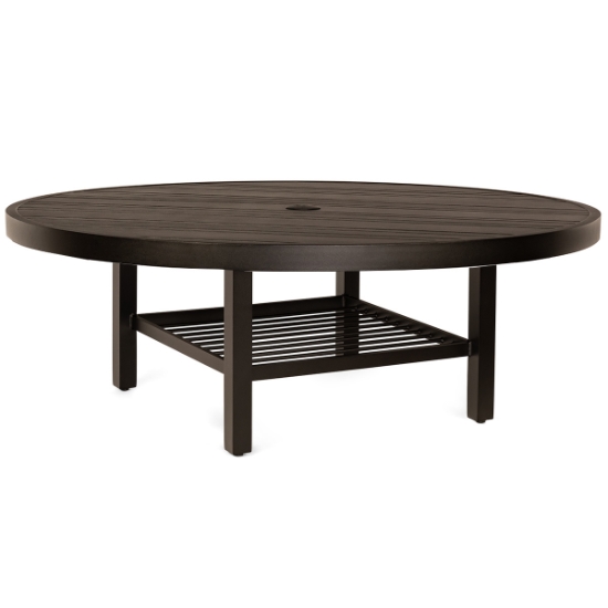 Woodard Tri-Slat 60" Round Umbrella Coffee Table with Elite Base - 4V4300-02660