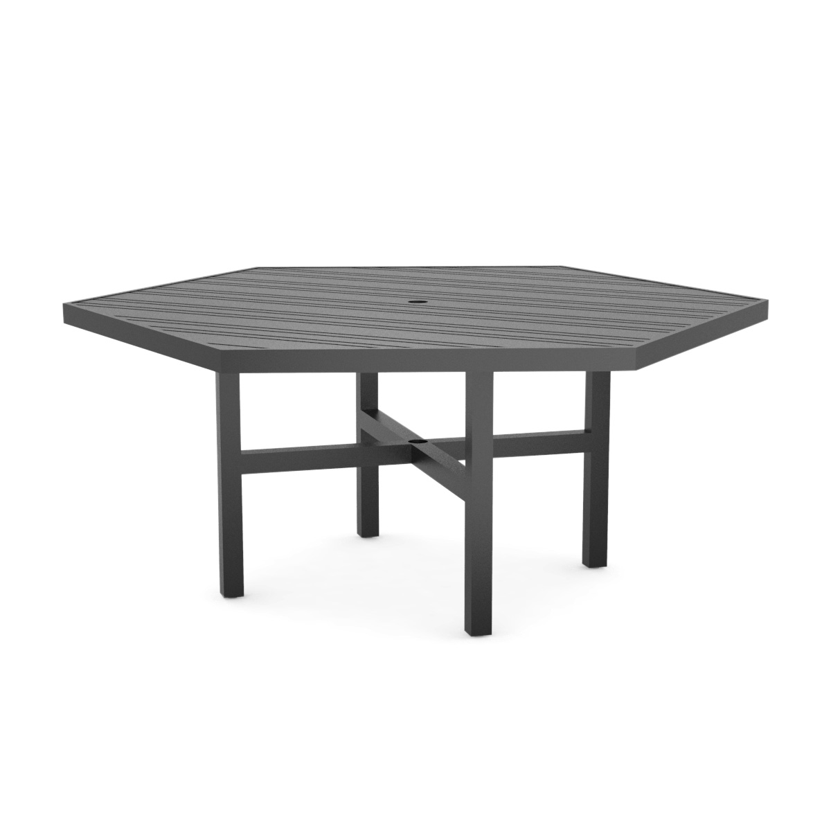 Woodard Tri-Slat 60" Hexagonal Dining Umbrella Table with Elite Base - 4V4800-02662