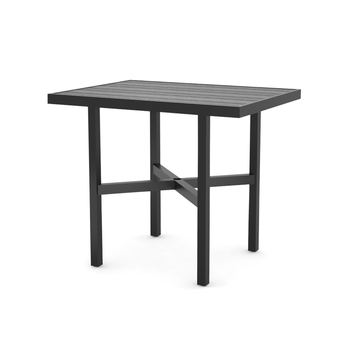 Woodard Tri-Slat 48" x 36" Rectangular Bar Height Umbrella Table with Elite Base - 4V6600-02645