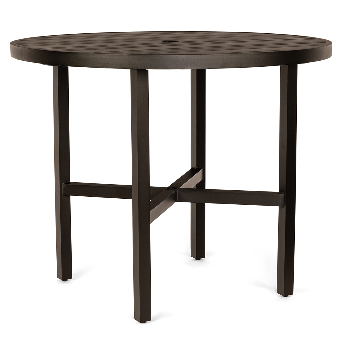 Woodard Tri-Slat 54" Round Bar Height Umbrella Table with Elite Base - 4V6600-02654