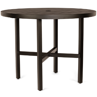 Woodard Tri-Slat 60" Round Bar Height Umbrella Table with Elite Base - 4V6600-02660