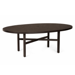 Woodard Tri-Slat 72" x 42" Oval Dining Umbrella Table with Elite Base - 4V7200-02672