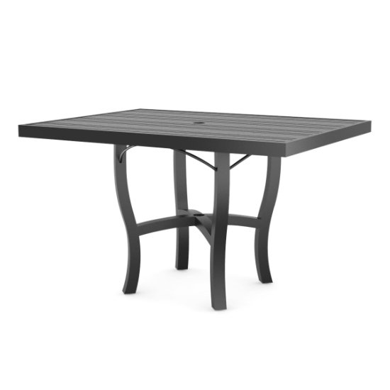 Woodard Tri-Slat 48" x 36" Rectangular Dining Umbrella Table with Carson Base - 5P4800-02645