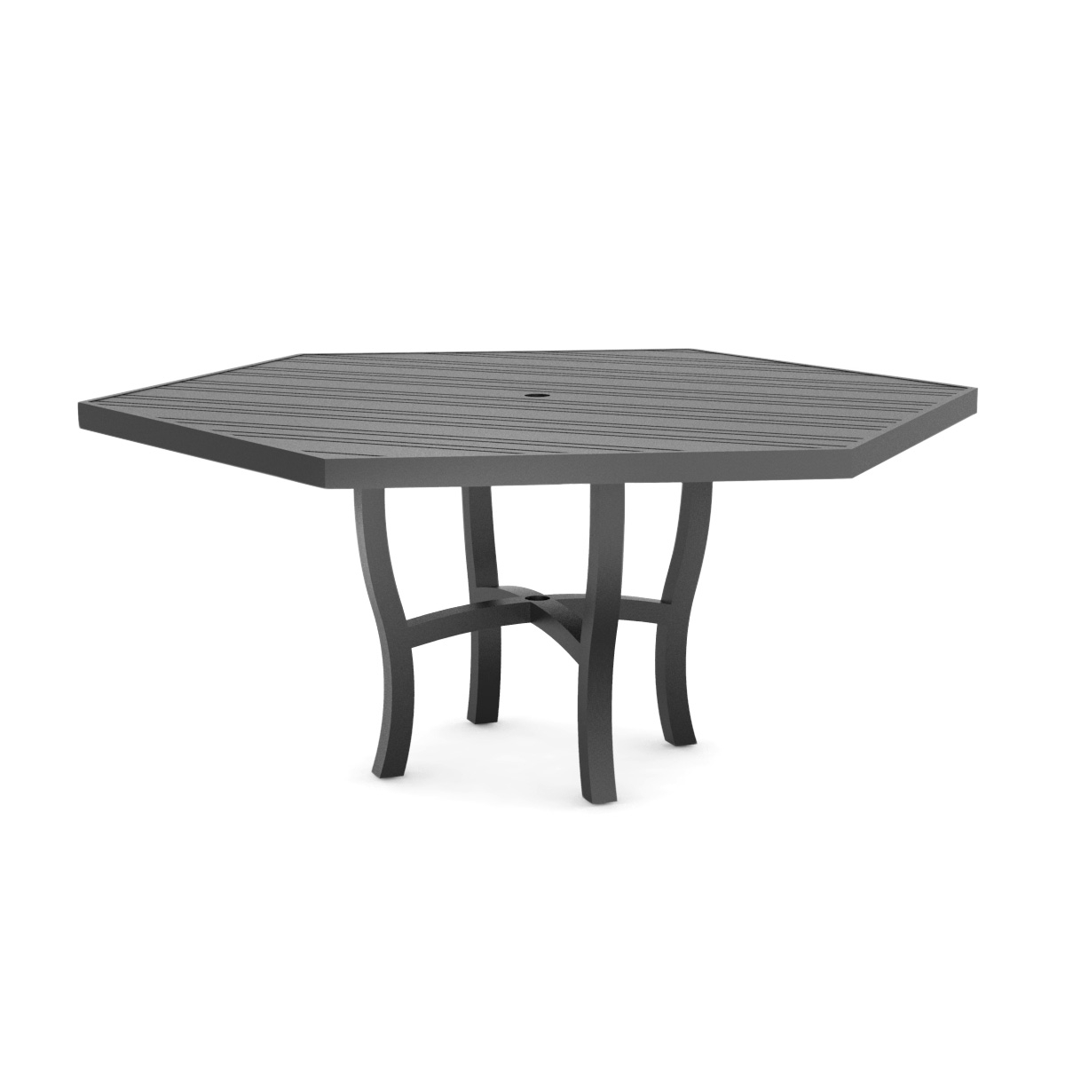 Woodard Tri-Slat 60" Hexagonal Dining Umbrella Table with Carson Base - 5P4800-02662