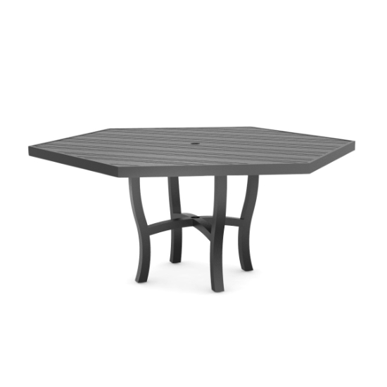 Woodard Tri-Slat 60" Hexagonal Dining Umbrella Table with Carson Base - 5P4800-02662
