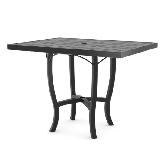 Woodard Tri-Slat 48" x 36" Rectangular Counter Height Umbrella Table with Carson Base - 5P5500-02645