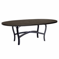 Woodard Tri-Slat 72" x 42" Oval Dining Umbrella Table with Carson Base - 5P7200-02672