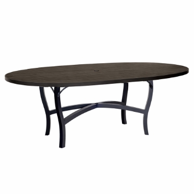 Woodard Tri-Slat 72" x 42" Oval Dining Umbrella Table with Carson Base - 5P7200-02672
