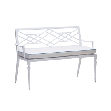 Woodard Tuoro Bench with Arms and Seat Cushion - 7S0414ST