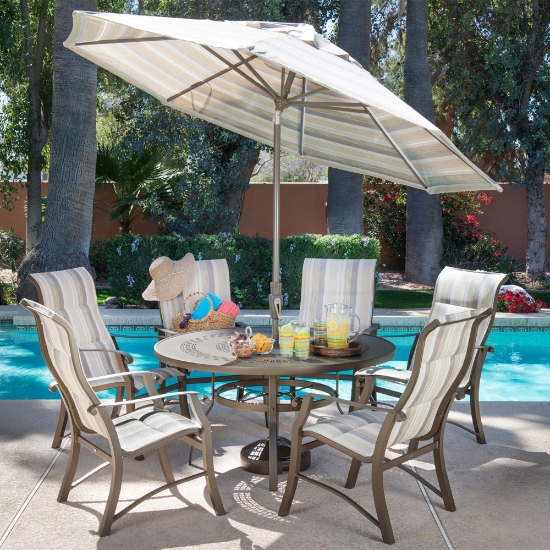 9' Aluminum Market Umbrella with Collar-Tilt in Champagne Bronze - 9881CW