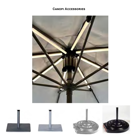 Canopi umbrella accessories - led lights and bases