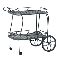Woodard Wrought Iron Tea Cart with Mesh Top and Removable Serving Tray - 880080