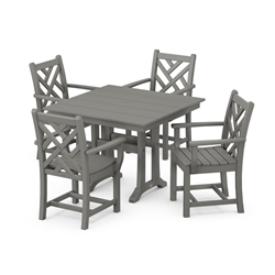 Polywood Chippendale Dining Set for 4 with Farmhouse Trestle Table - PWS641-1